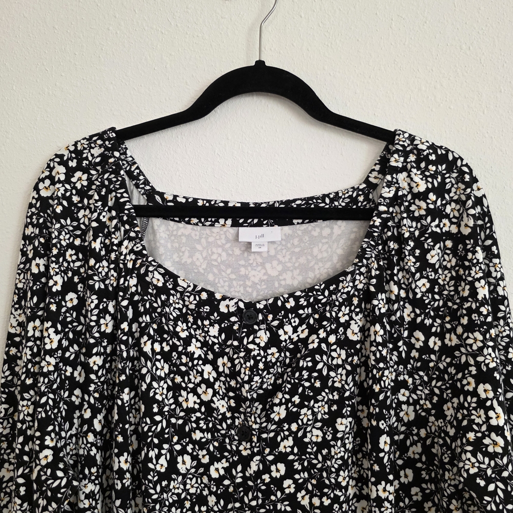 J. Jill Black & White Floral Midi Dress - Picture 3 of 8